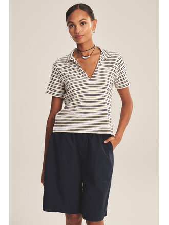 VELVET PERRIN S/S POLO IN NAVY/NATURAL STRIPE