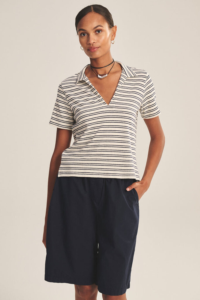 VELVET PERRIN S/S POLO IN NAVY/NATURAL STRIPE