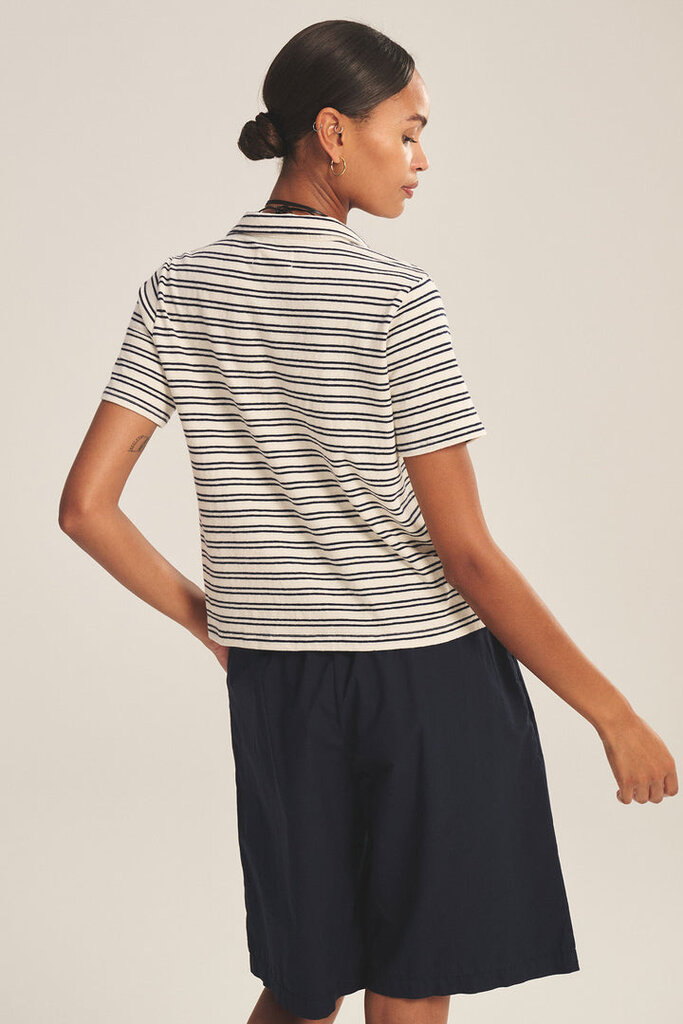 VELVET PERRIN S/S POLO IN NAVY/NATURAL STRIPE