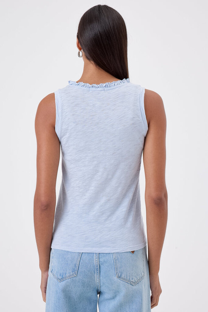 MADELYN SCOOP TANK W/RUFFLE IN BLUEBELL