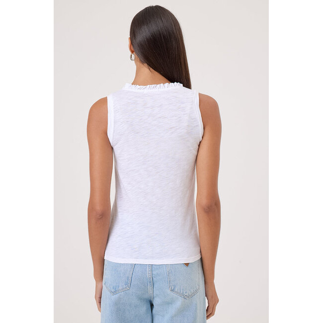 GOLDIE MADELYN SCOOP TANK W/RUFFLE IN WHITE