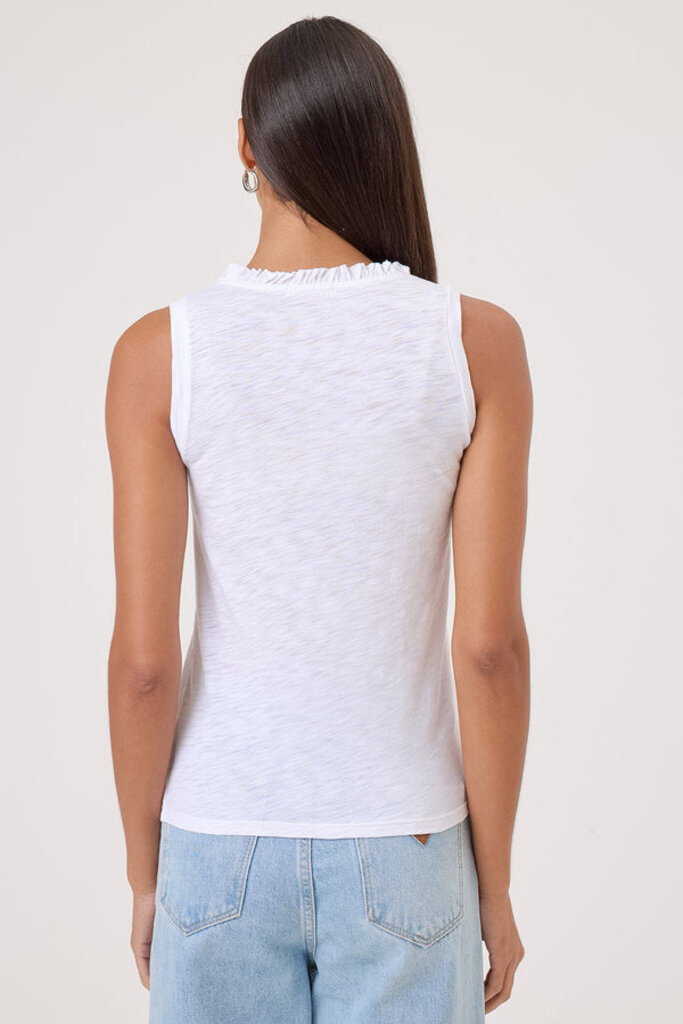 MADELYN SCOOP TANK W/RUFFLE IN WHITE