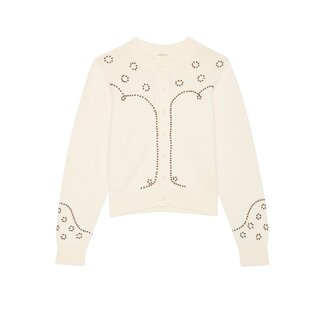 THE GREAT THE STUDDED CARDIGAN IN NATURAL
