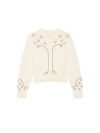 THE GREAT THE STUDDED CARDIGAN IN NATURAL