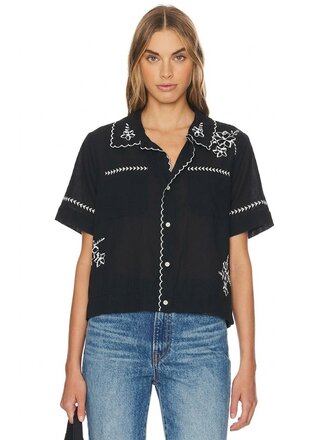 THE GREAT THE BOWLING SHIRT W/ HANKY EMBROIDERY IN BLACK