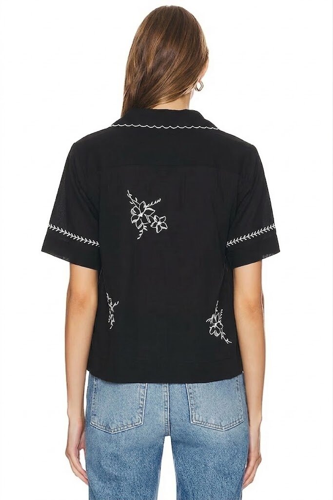 THE GREAT THE BOWLING SHIRT W/ HANKY EMBROIDERY IN BLACK