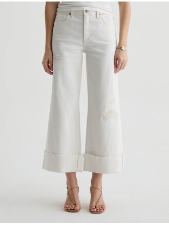 AG SAIGE WIDE LEG CROP IN POWDER MENDED
