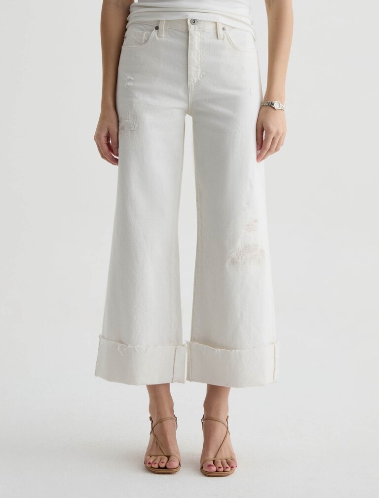 AG SAIGE WIDE LEG CROP IN POWDER MENDED
