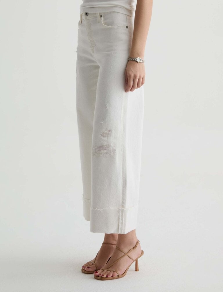 AG SAIGE WIDE LEG CROP IN POWDER MENDED