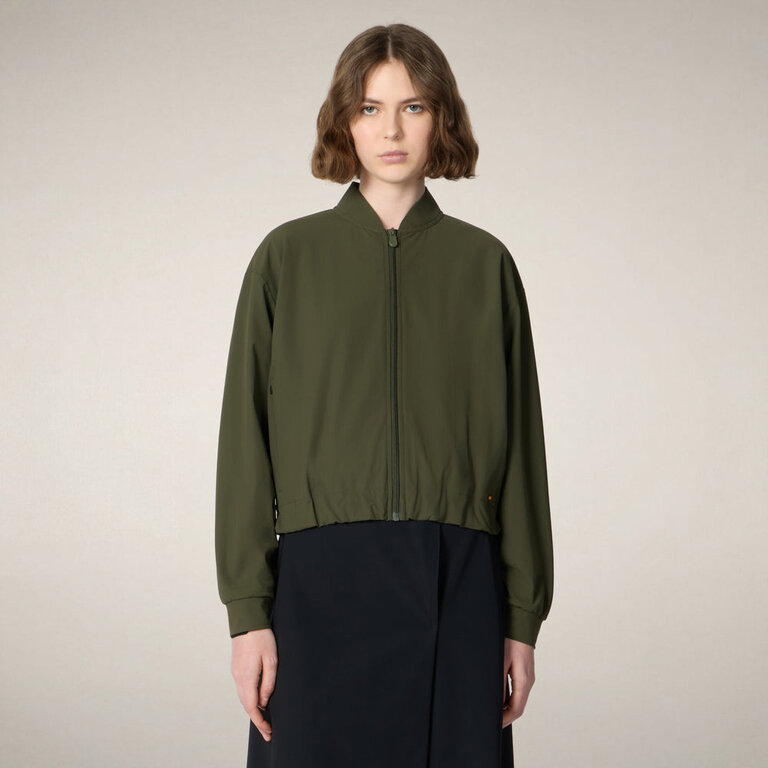 SAVE THE DUCK ALANA BOMBER JACKET IN SNAKE GREEN