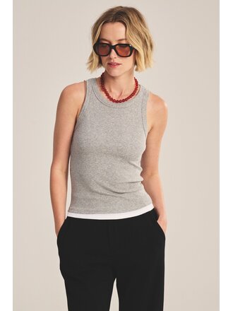 VELVET ORION TANK IN HEATHER GREY/WHITE