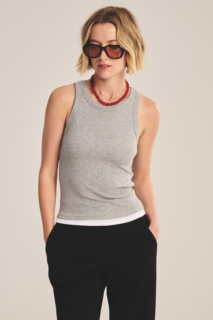 VELVET ORION TANK IN HEATHER GREY/WHITE