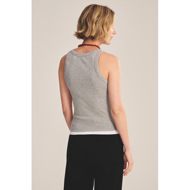 VELVET ORION TANK IN HEATHER GREY/WHITE