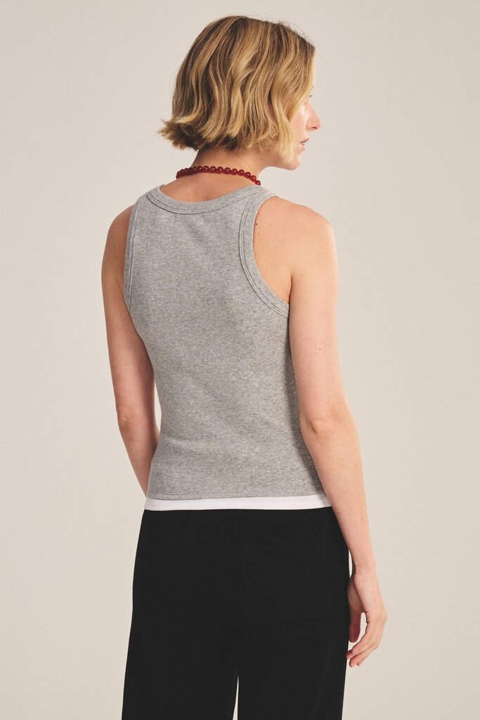 VELVET ORION TANK IN HEATHER GREY/WHITE