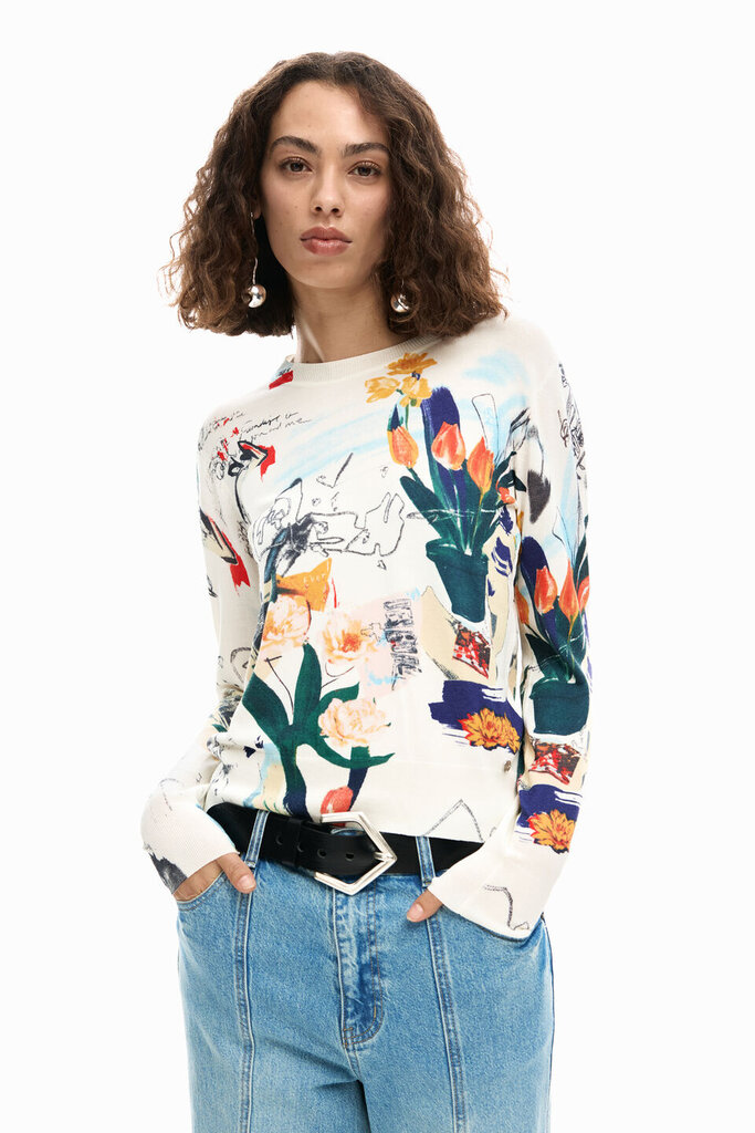DESIGUAL THIN SWEATER IN PLANTS MULTICOLOR