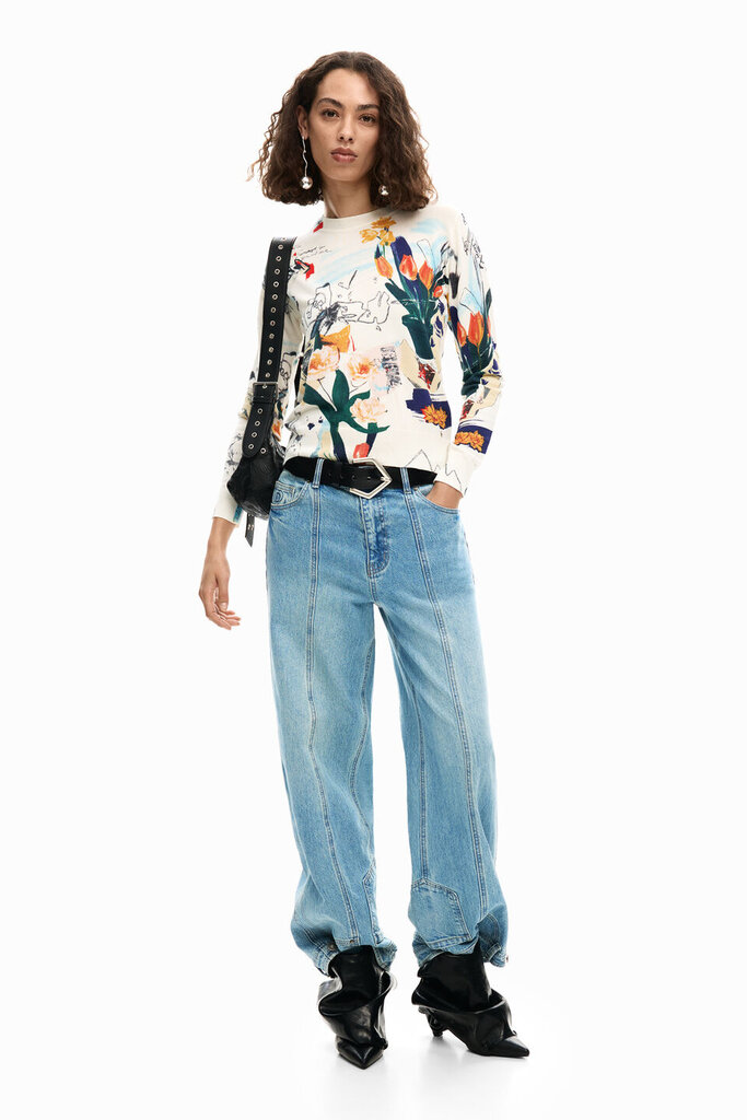 DESIGUAL THIN SWEATER IN PLANTS MULTICOLOR