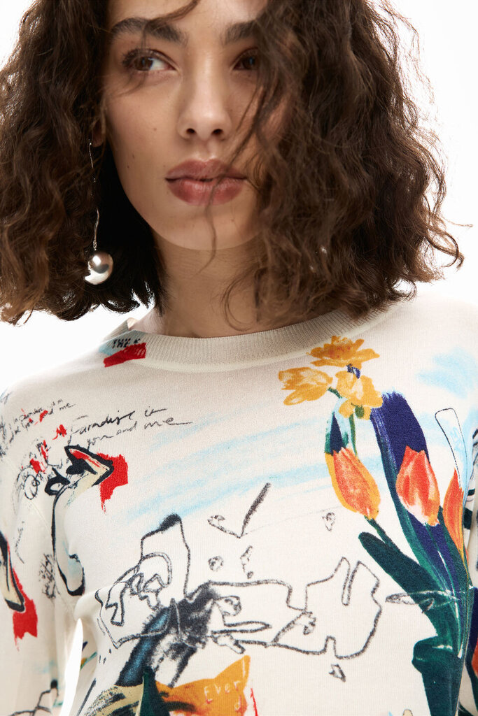DESIGUAL THIN SWEATER IN PLANTS MULTICOLOR