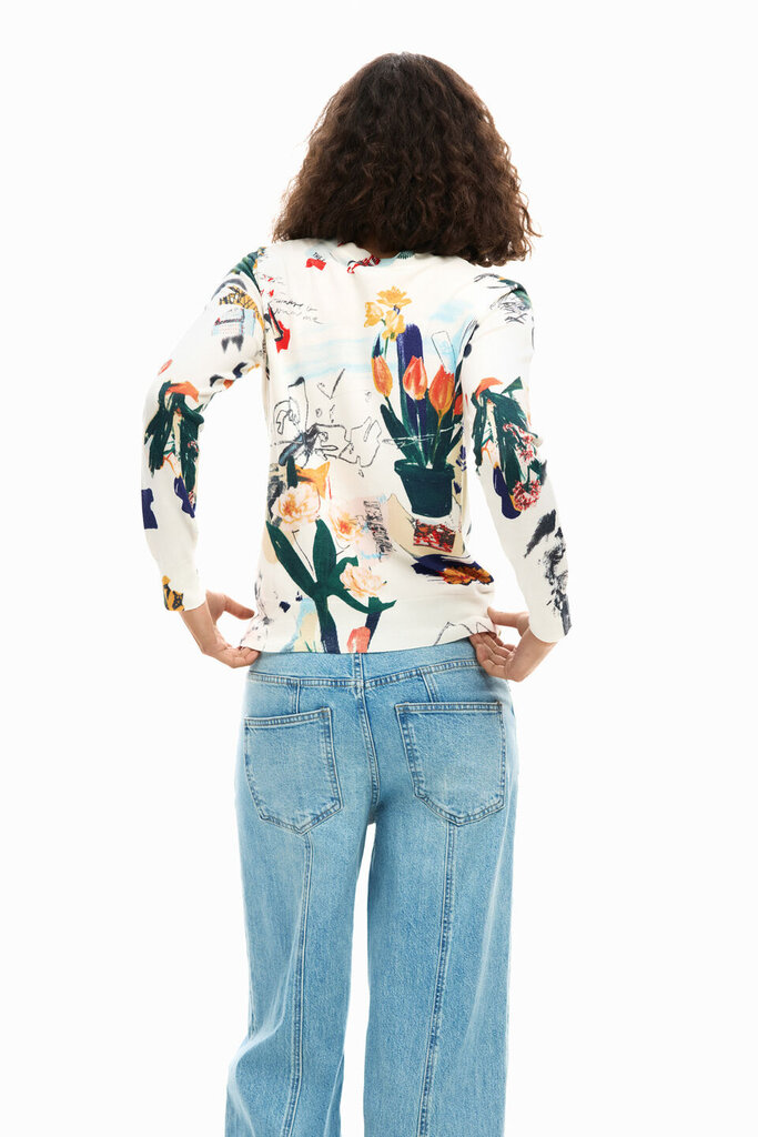 DESIGUAL THIN SWEATER IN PLANTS MULTICOLOR