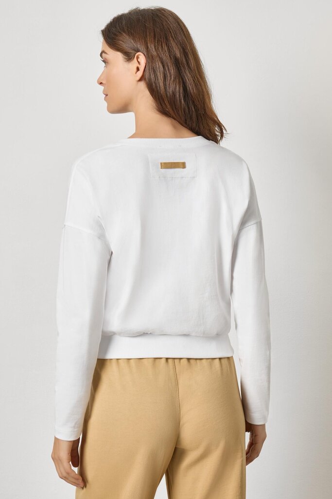 LILLA P RIB TRIM CARDIGAN IN WHITE