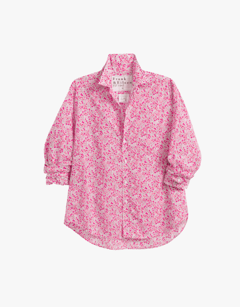 FRANK & EILEEN BARRY UNTUCKABLE BUTTON UP IN PINK FLOWERS