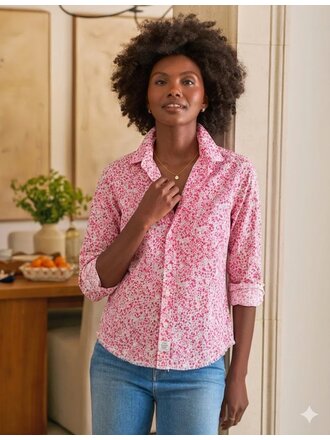 FRANK & EILEEN SILVIO UNTUCKABLE BUTTON UP IN PINK FLOWERS