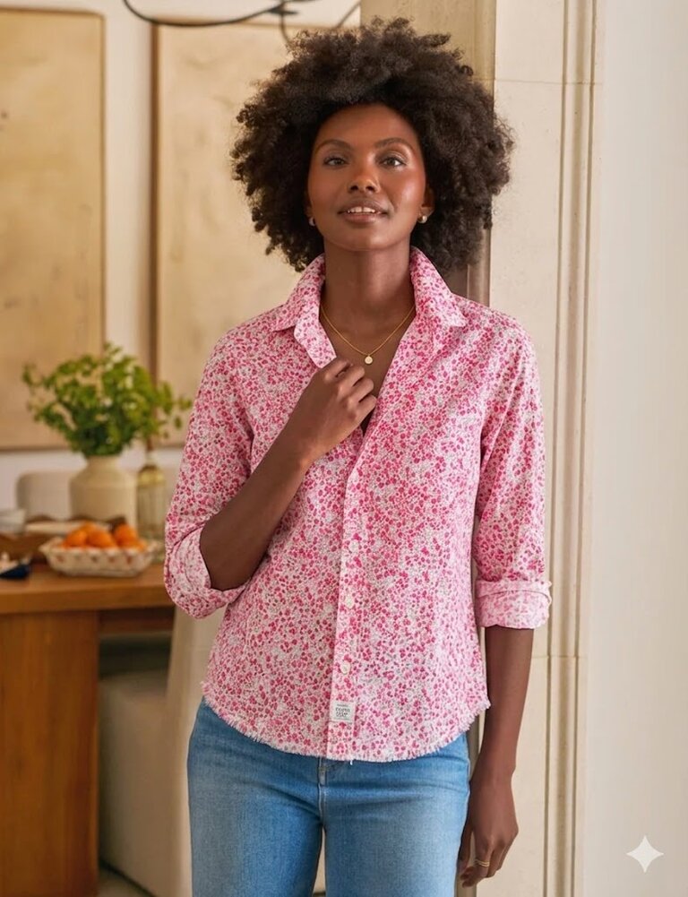 FRANK & EILEEN SILVIO UNTUCKABLE BUTTON UP IN PINK FLOWERS