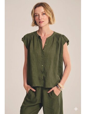 VELVET JANEY LINEN TOP IN TOOTSIE