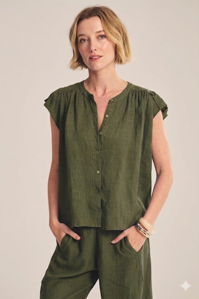 VELVET JANEY LINEN TOP IN TOOTSIE