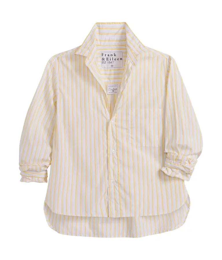 FRANK & EILEEN SILVIO UNTUCKABLE BUTTON UP IN YELLOW STRIPE