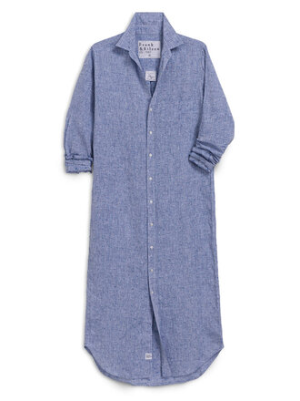 FRANK & EILEEN RORY MAXI SHIRTDRESS IN BLUE LINEN HEARTS