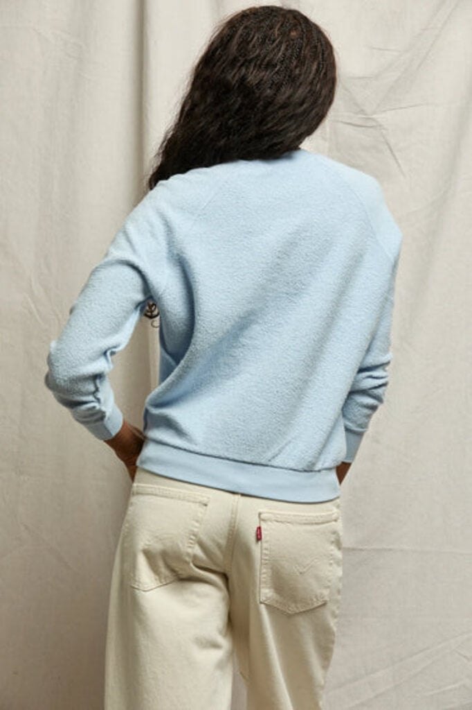 PERFECT WHITE TEE ZIGGY INSIDE OUT FLEECE SWEATSHIRT IN POWDER BLUE