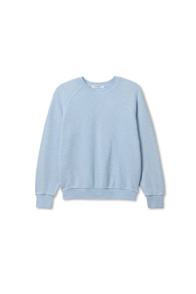 PERFECT WHITE TEE ZIGGY INSIDE OUT FLEECE SWEATSHIRT IN POWDER BLUE