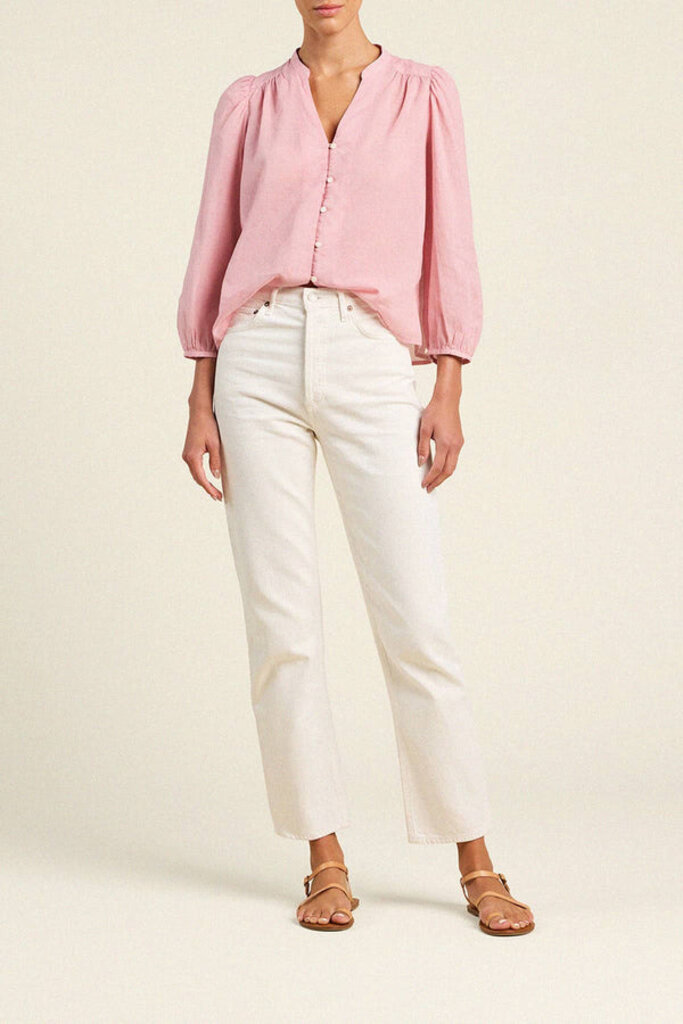 TROVATA MAISEY BLOUSE IN BLUSH HOUNDSTOOTH