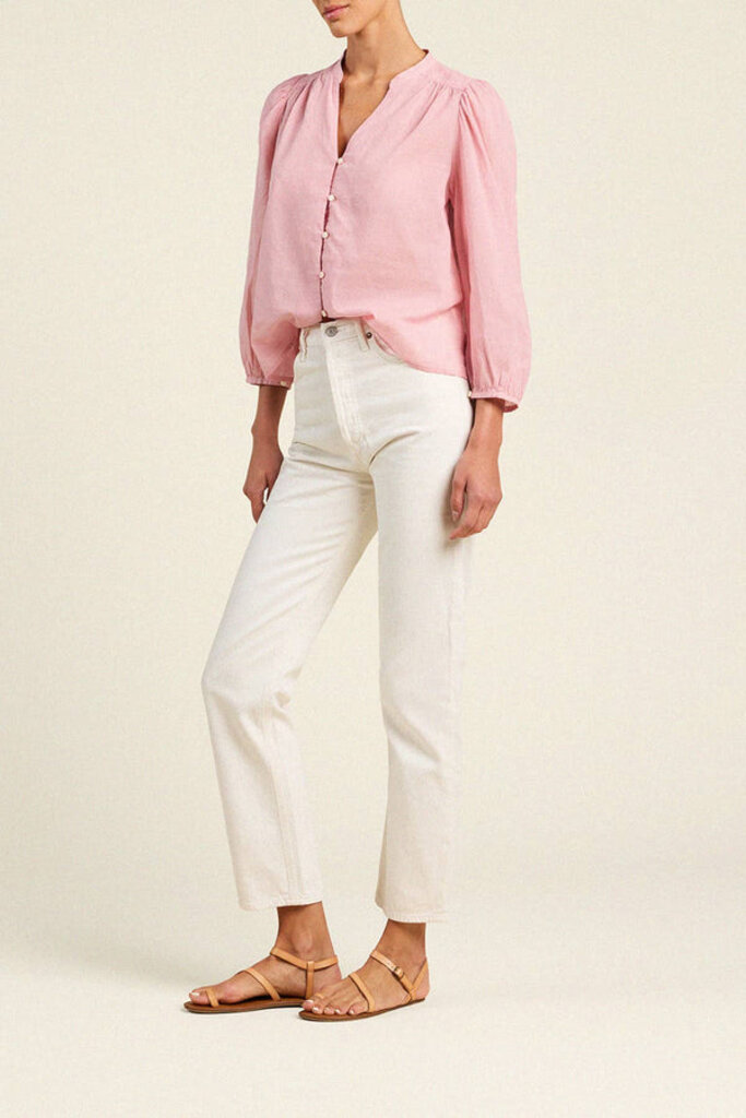 TROVATA MAISEY BLOUSE IN BLUSH HOUNDSTOOTH