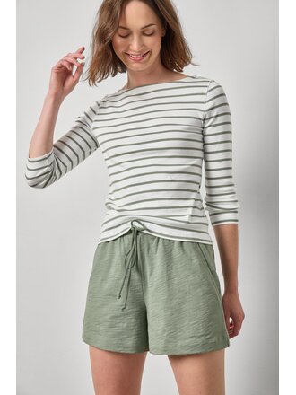 LILLA P RIB STRIPE 3/4 BOATNECK IN SAGE STRIPE