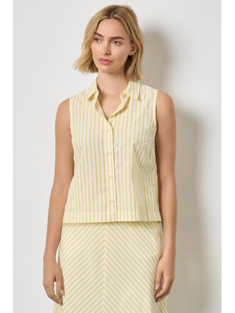 LILLA P STRIPED SLEEVELESS SHIRT IN SUNFLOWER STRIPE