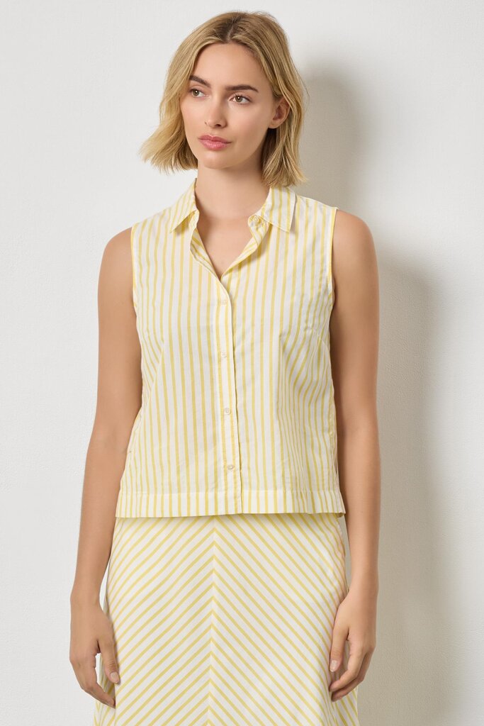 LILLA P STRIPED SLEEVELESS SHIRT IN SUNFLOWER STRIPE