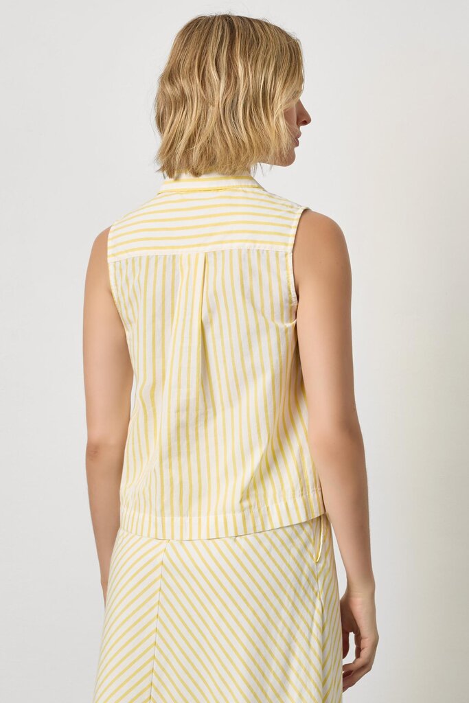 LILLA P STRIPED SLEEVELESS SHIRT IN SUNFLOWER STRIPE