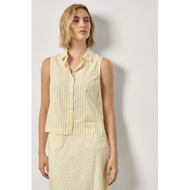 LILLA P STRIPED SLEEVELESS SHIRT IN SUNFLOWER STRIPE
