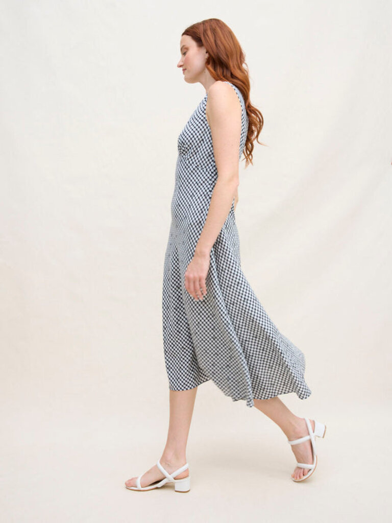 MARGARET O'LEARY DARYA DRESS IN BLACK GINGHAM