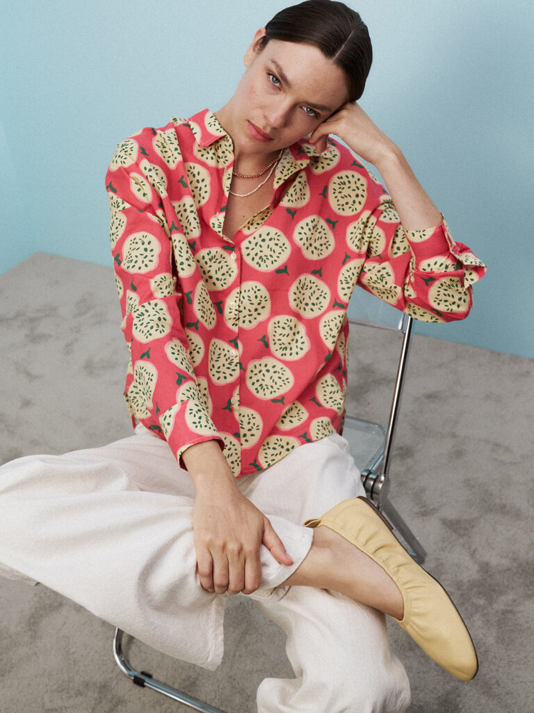 0039 ITALY LUCY  BLOUSE IN PINK PRINT