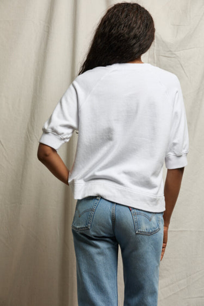 PERFECT WHITE TEE EFFIE FRENCH TERRY BUBBLE SLEEVE IN WHITE
