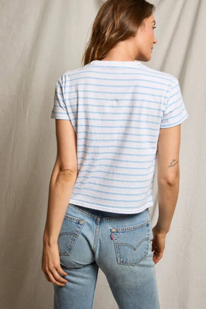 PERFECT WHITE TEE EVERETT JERSEY STRIPE BOXY CREWNECK IN POWDER BLUE