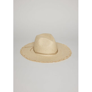 HAT ATTACK TRAVELER CONTINENTAL HAT WITH FRINGE IN NATURAL/TAN