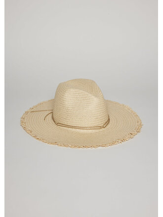 HAT ATTACK TRAVELER CONTINENTAL HAT WITH FRINGE IN NATURAL/TAN