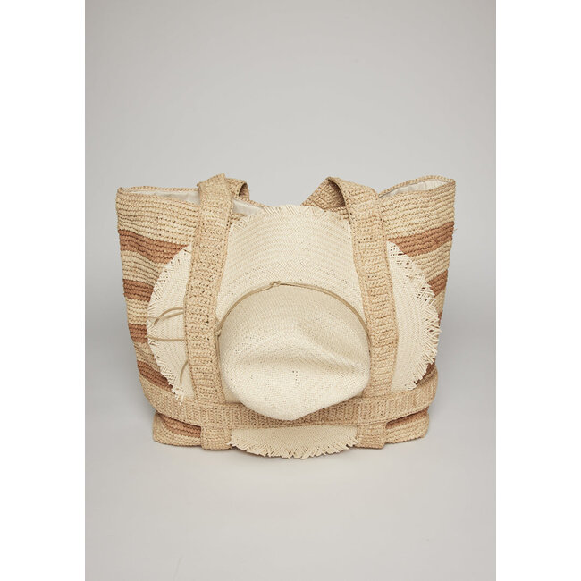 HAT ATTACK THE ORIGINAL STRAW TRAVELER IN TOAST STRIPE