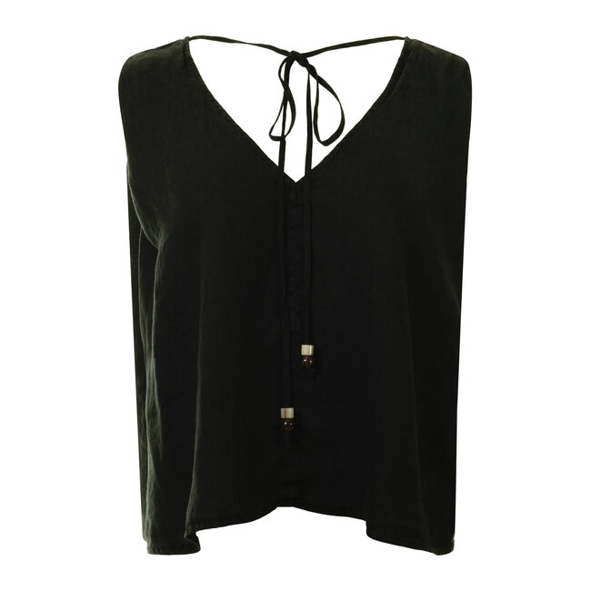 VELVET RENNA07 SLEEVELESS V-NECK TOP IN BLACK
