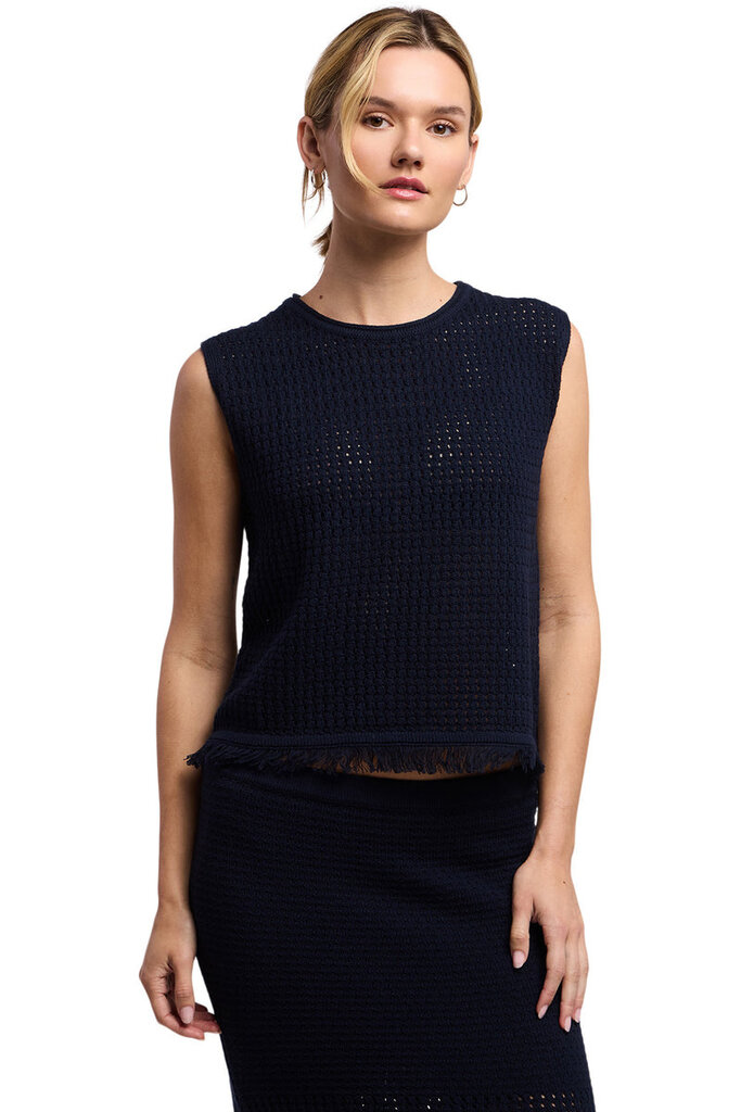 VELVET COVA07 SLEEVELESS KNIT TOP IN NAVY