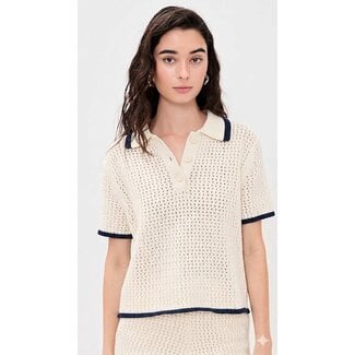 VELVET LUMAE07 S/S POLO TOP IN  MILK