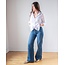 LLEA BLUE DORIE  L/S LINEN BUTTON UP IN WHITE AND CHAMBRAY
